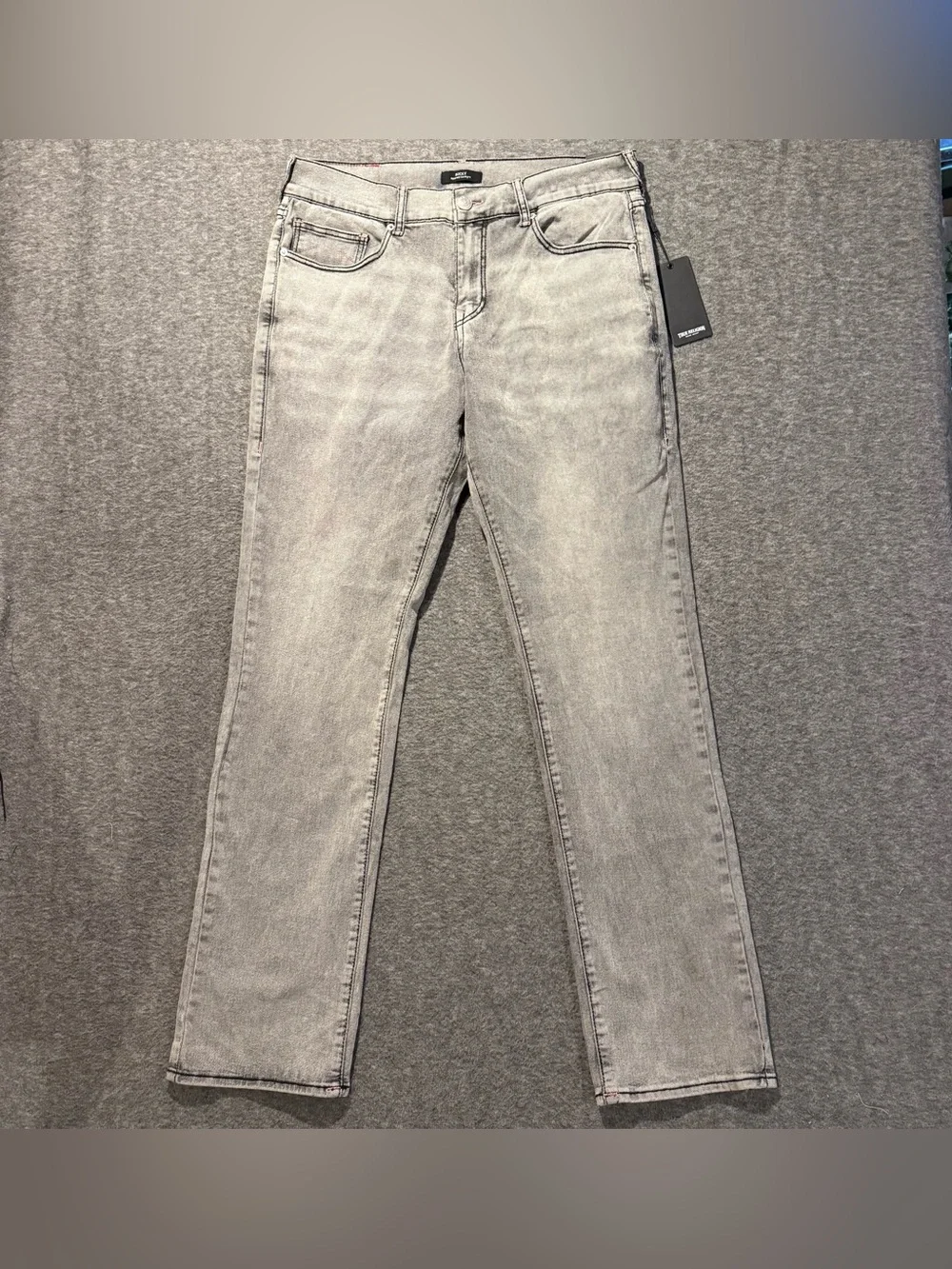 True Religion Jeans Mens 34x34 *Flaw* Gray Ricky Relaxed Straight Pink Stitching